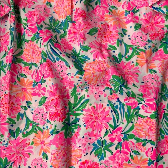 Lilly Pulitzer Vibrant Pink and Green Floral Blouse - Picture 4 of 7